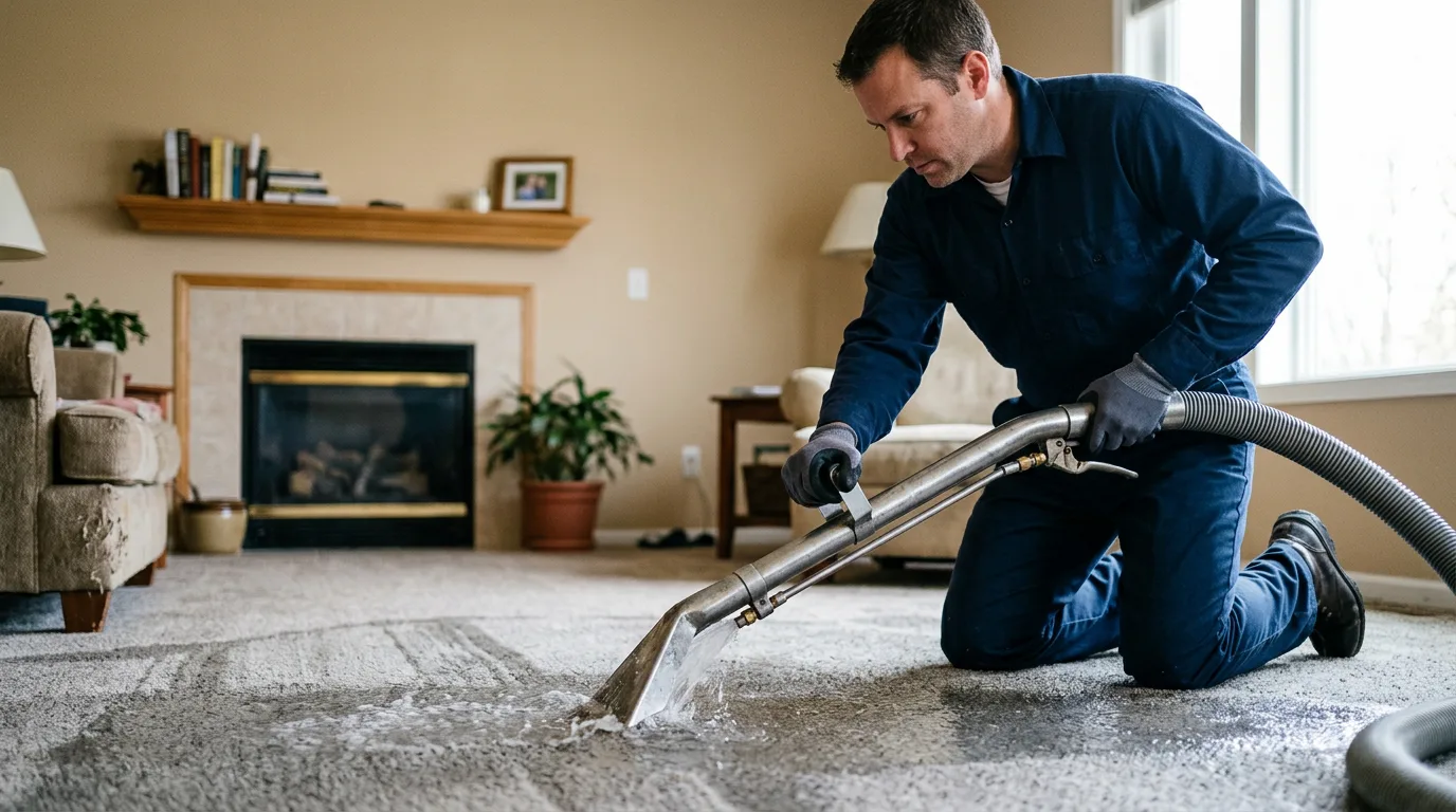 Water damage restoration technician working near Deal, NJ